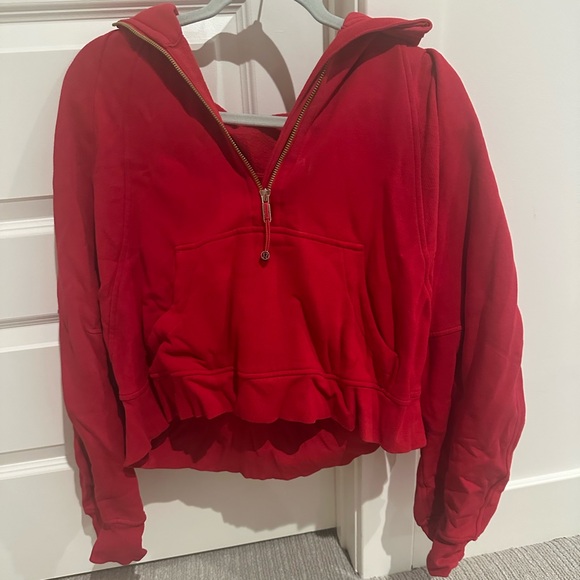 Lululemon Scuba Red Oversized Half-Zip Hoodie - Picture 3 of 6